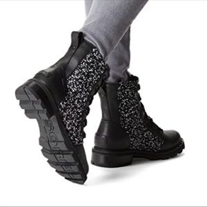 Sorel Lennox Genuine Shearling Trim Waterproof Booties Black 7 NWT